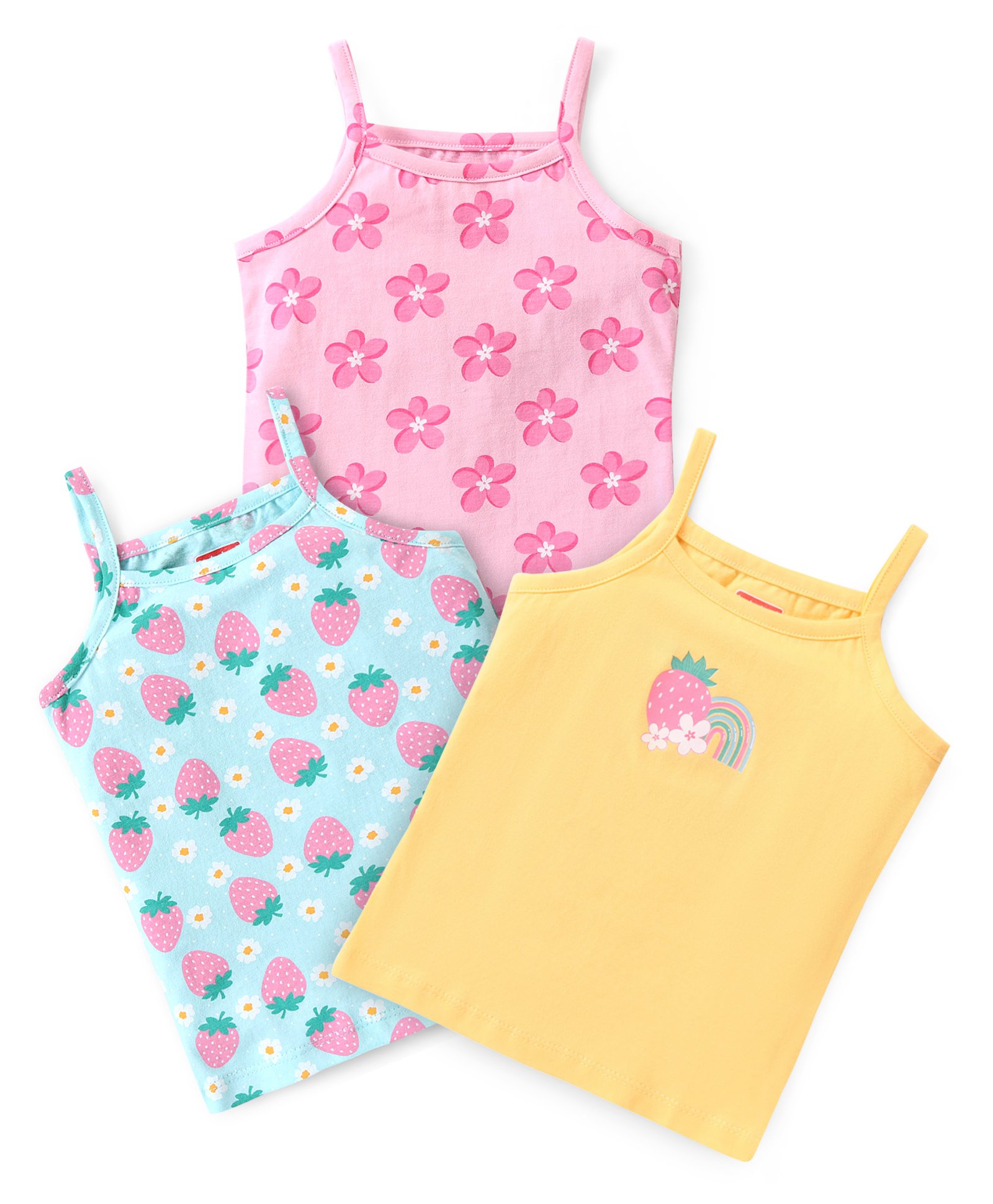 Babyhug 100% Cotton Knit Singlet Sleeves Slips with Floral Print Pack of 3 - Multicolour-picture-23