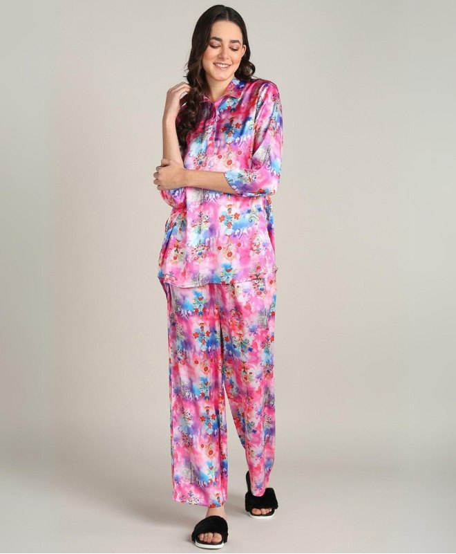 Zelena Polyester Three Fourth Sleeves Floral Printed Maternity Feeding Co-Ord Set With Concealed Nursing Access - Pink-image-33
