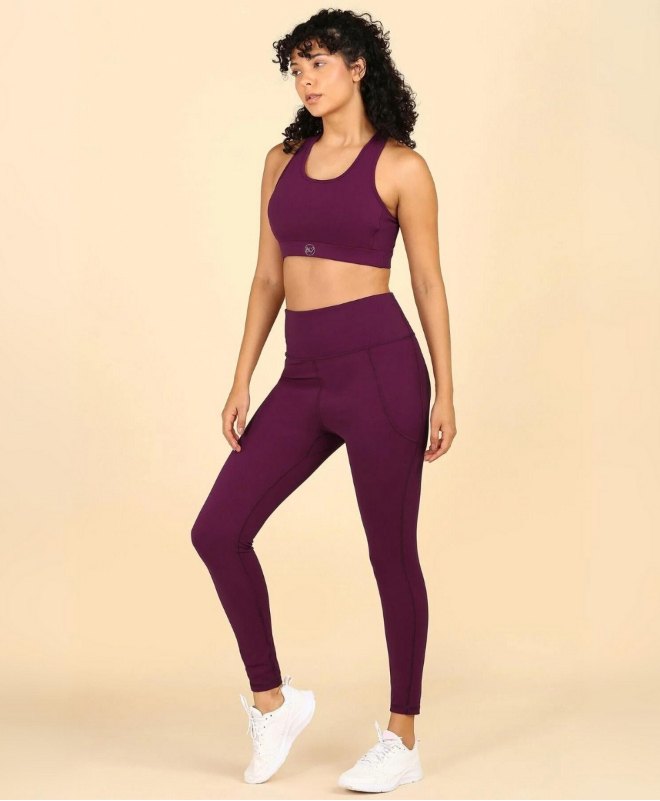Zelena Nylon Solid  Ankle Length Postpartum Leggings - Wine-picture-11