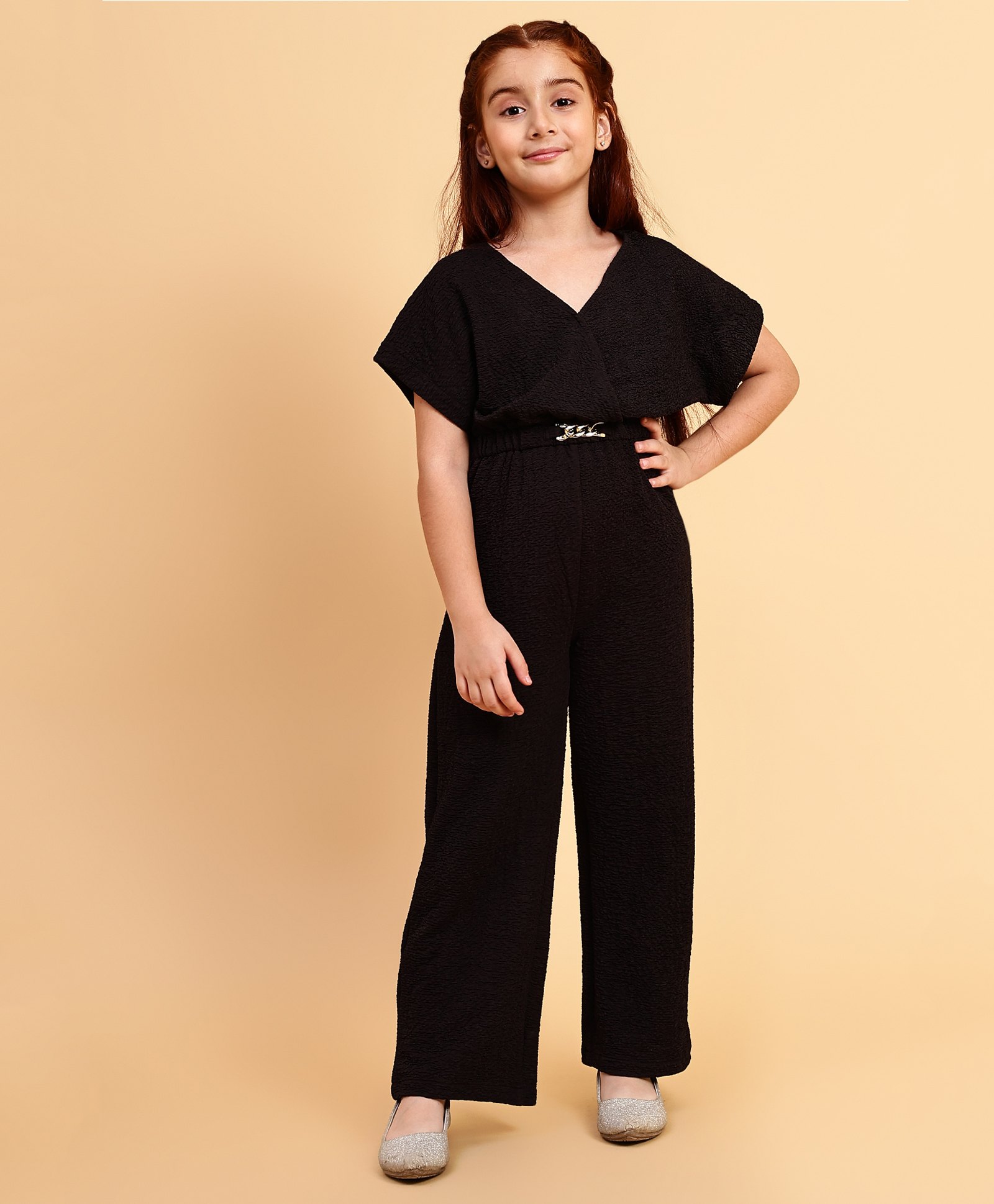 Little Marine Half Sleeves Solid  Jumpsuit - Black-picture-25