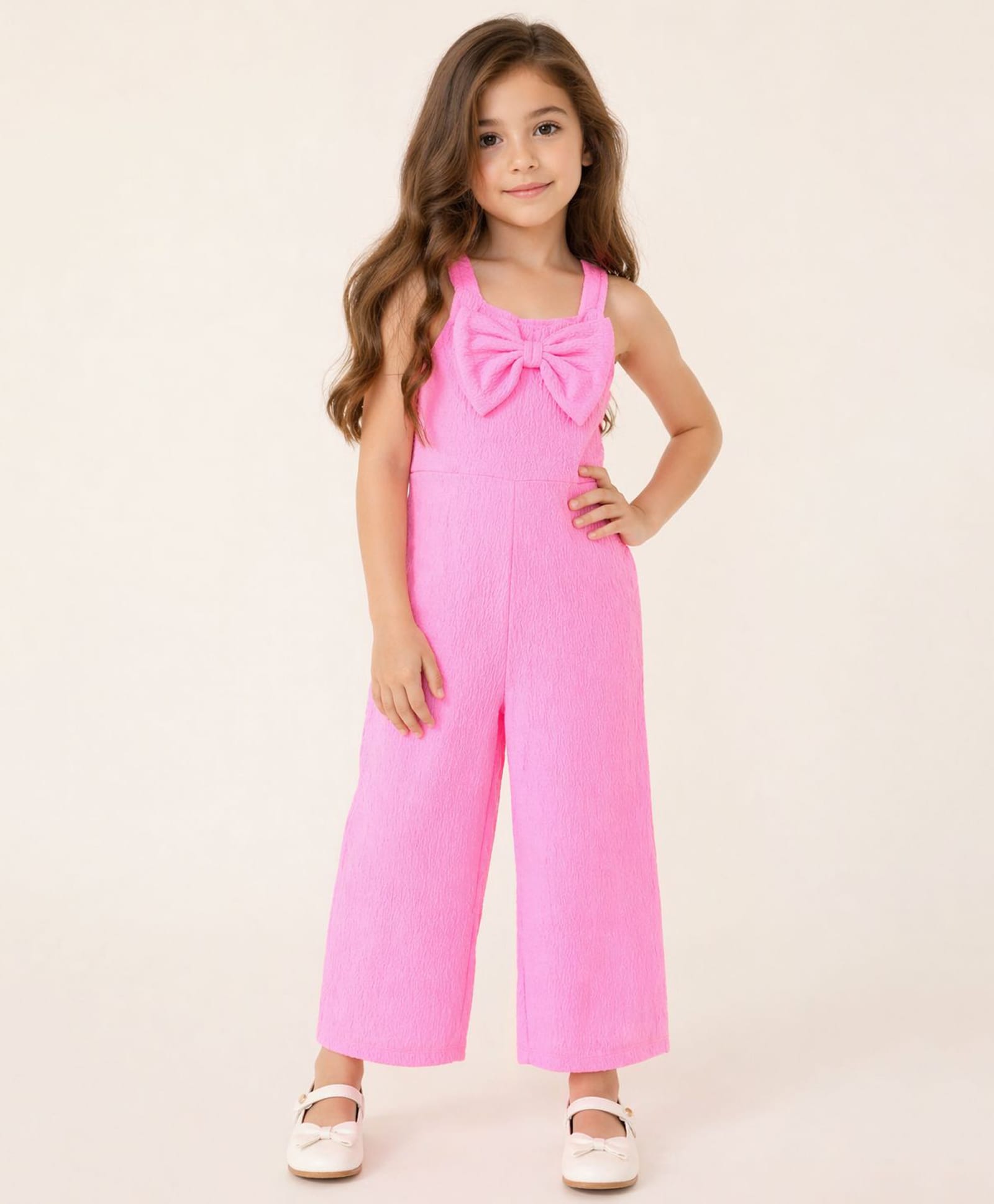 Little Marine Sleeveless Bow Detailed Solid  Jumpsuit - Pink-picture-20