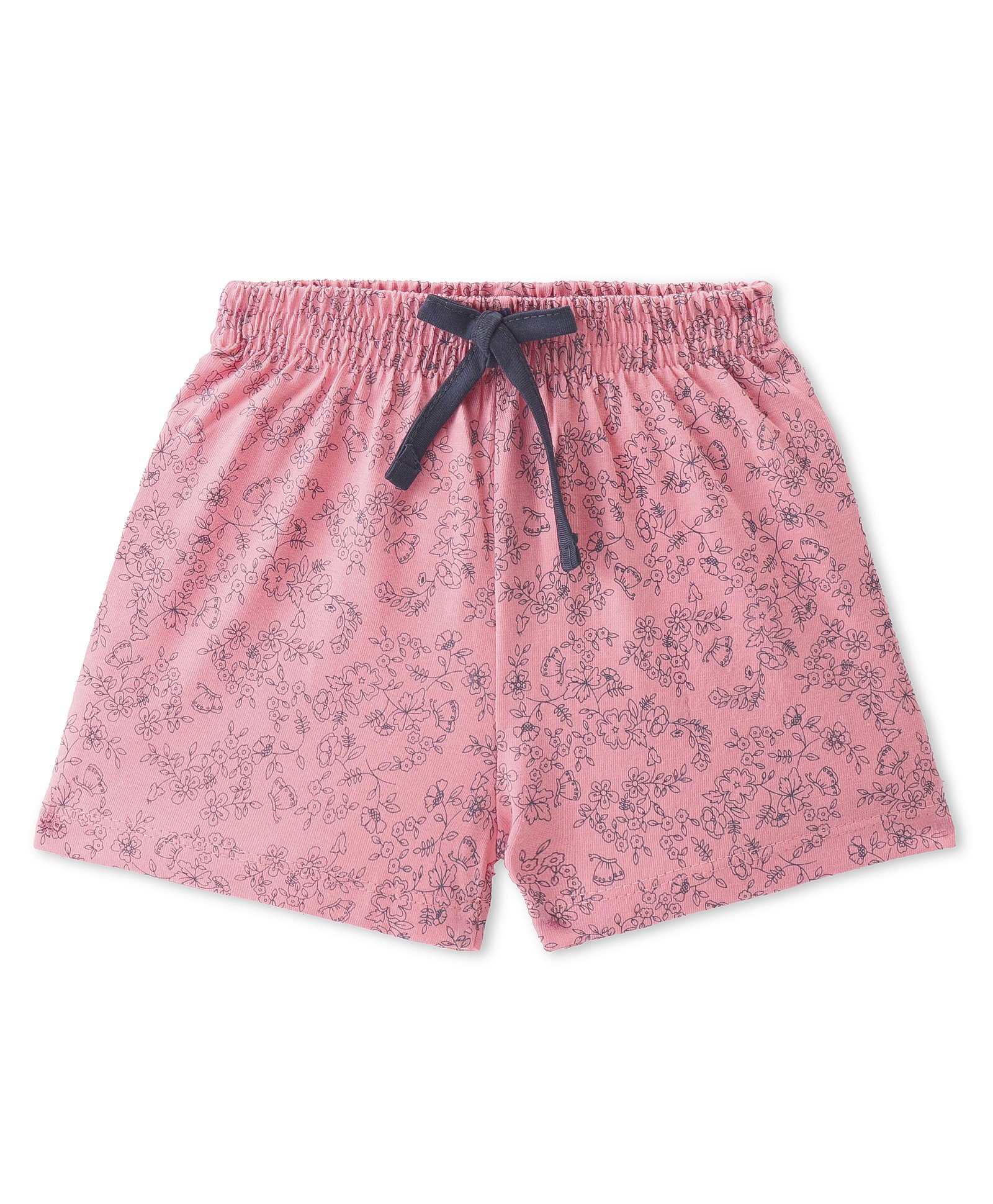 Evimo Single Jersey Knit Above Knee Length Shorts with Floral Print - Peach-picture-35