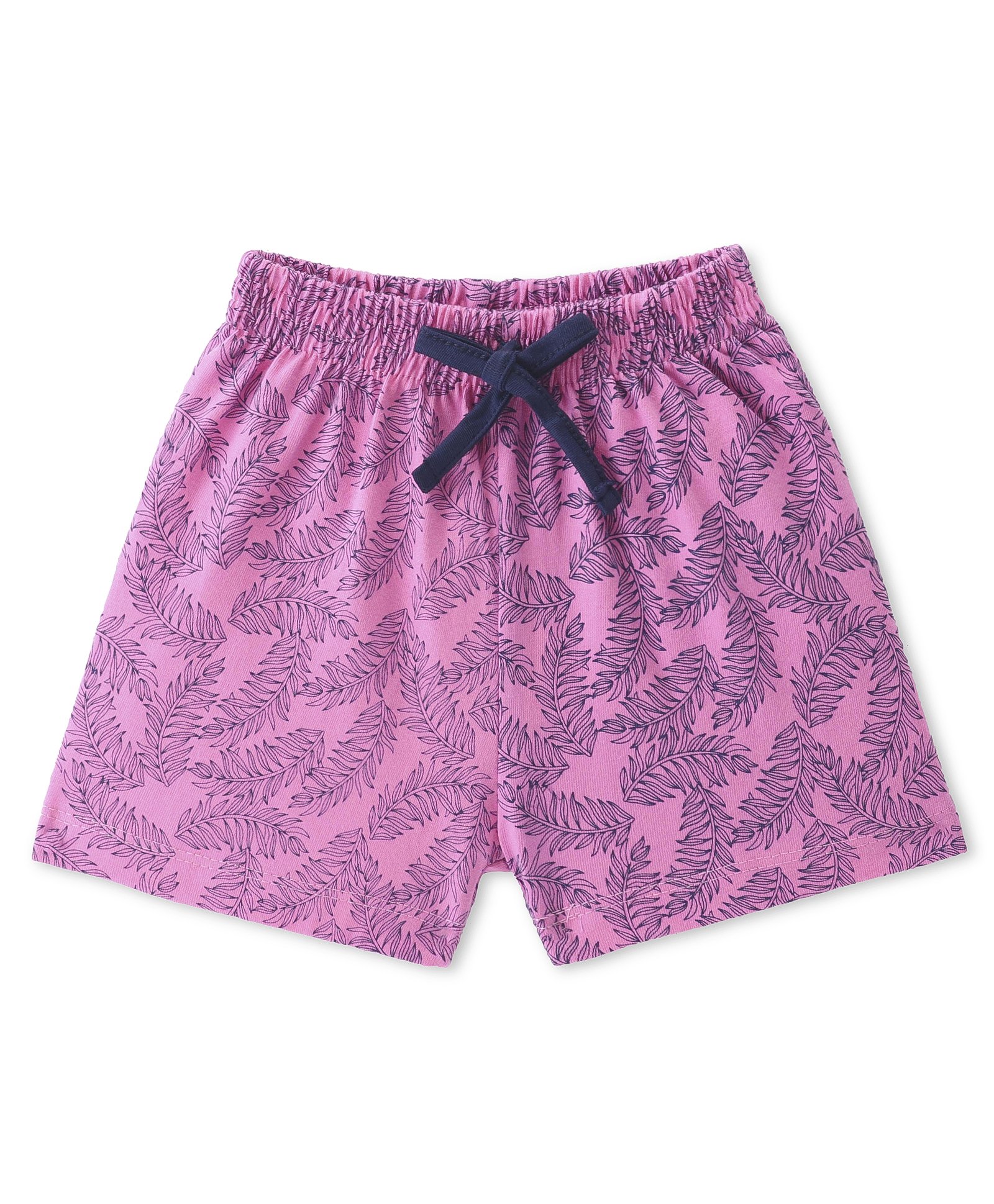 Evimo Single Jersey Knit Above Knee Length Shorts with Leaves Print - Pink-picture-21