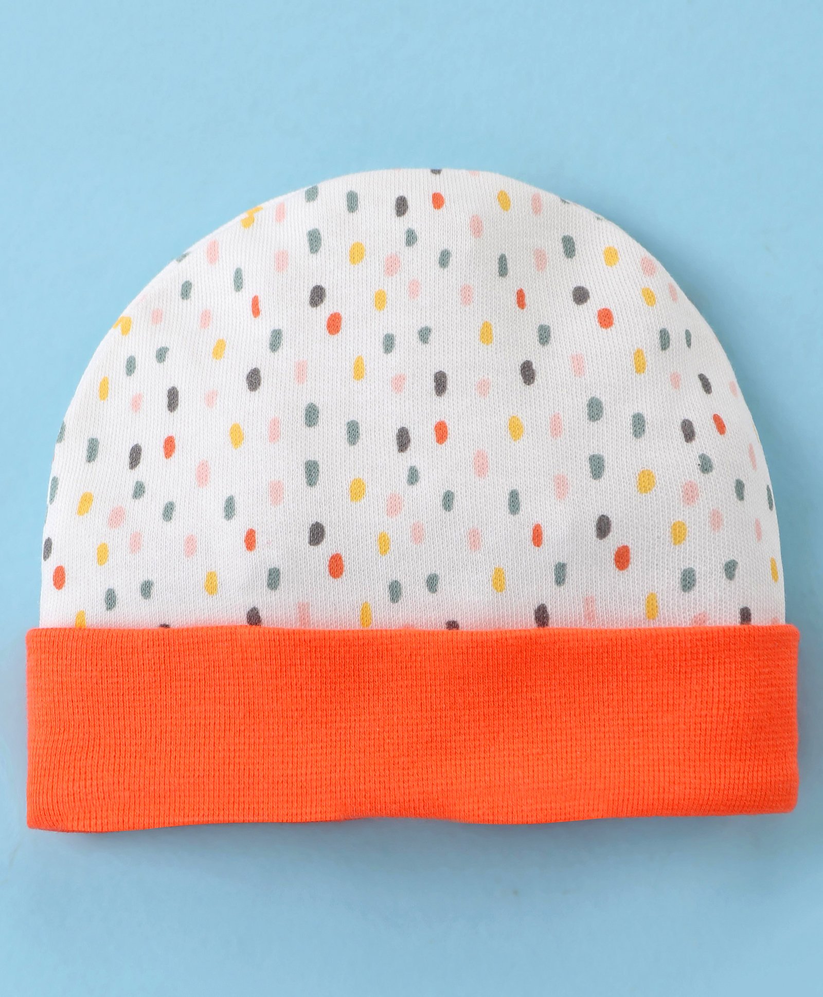Ben Benny Interlock 100% Cotton Knit Polka Dots Printed Round Cap - Orange-image-47