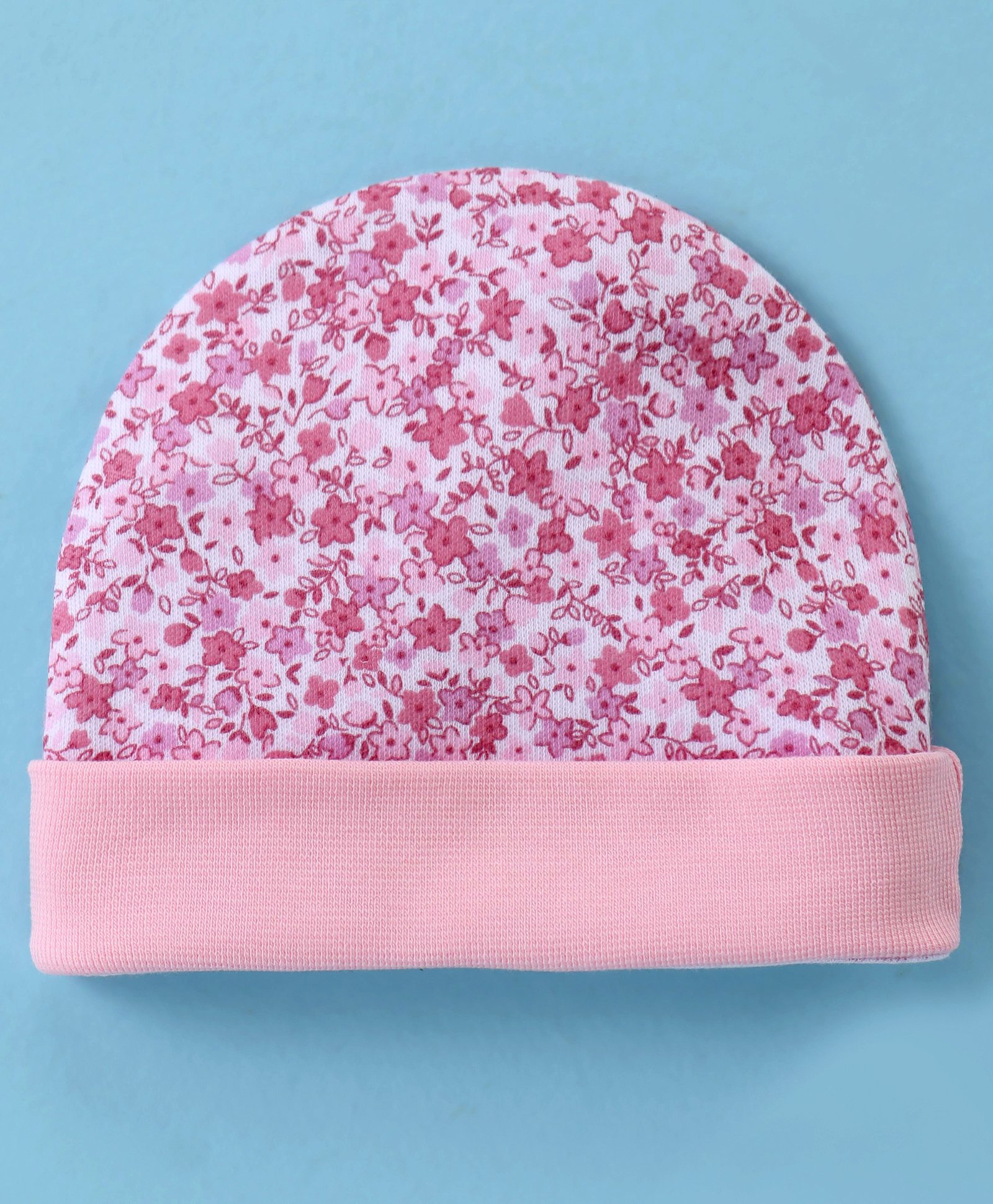 Ben Benny Interlock 100% Cotton Knit Floral Printed Round Cap - Pink-picture-23