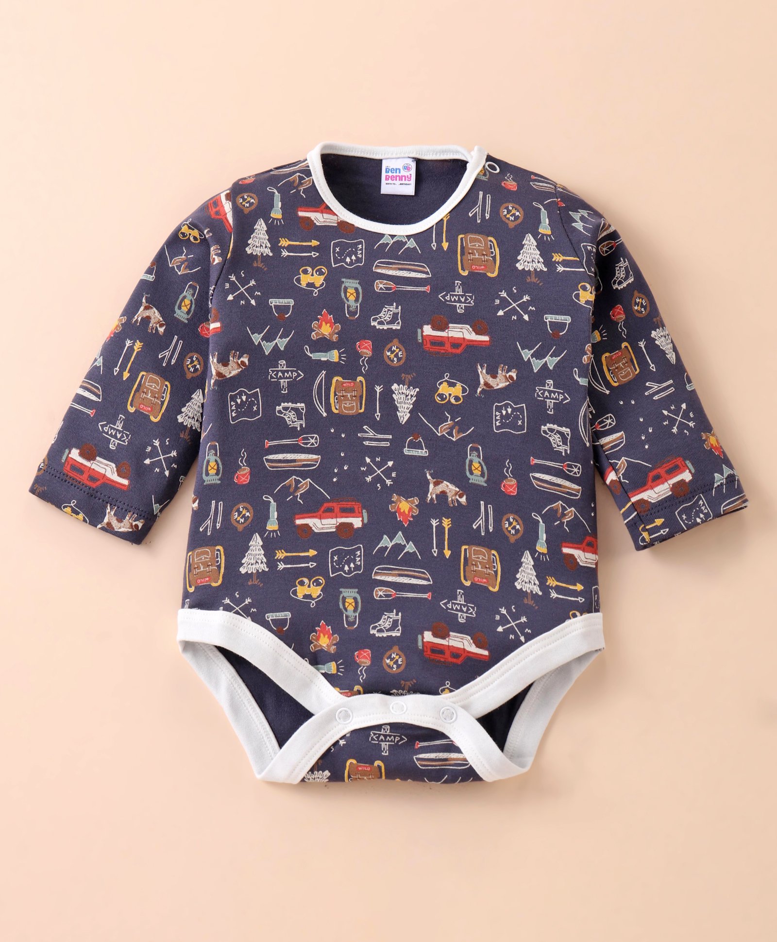 Ben Benny 100% Cotton Interlock Knit Full Sleeves  Onesie Mountain Trek Theme - Dark Grey-picture-27
