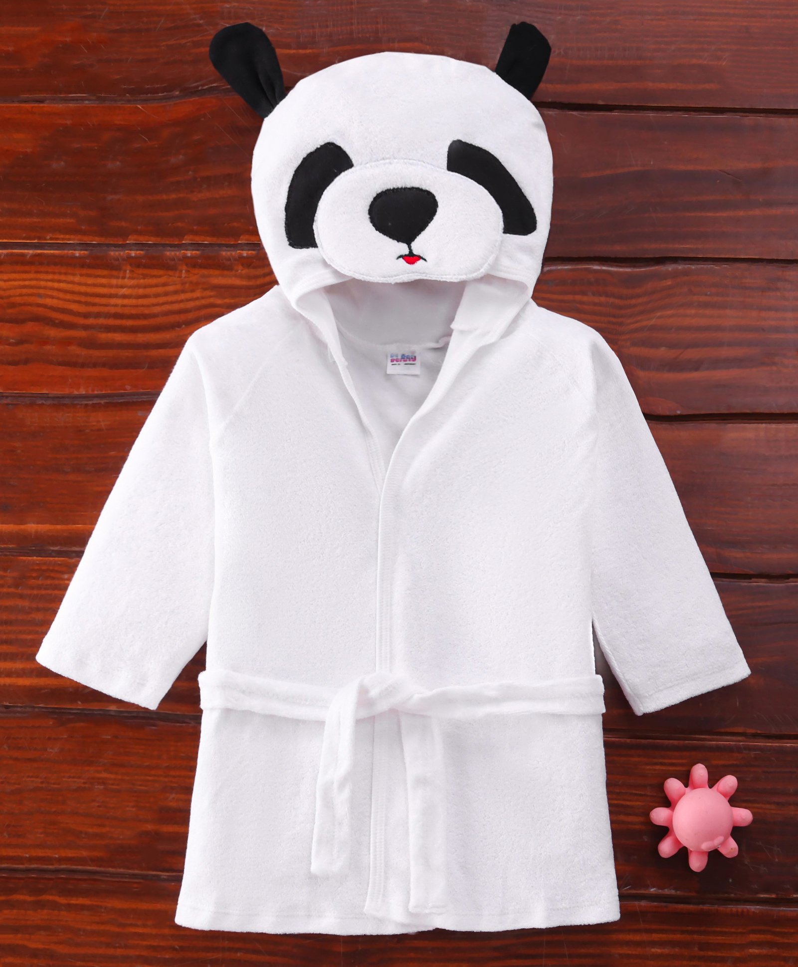 Ben Benny Terry Cotton Hooded Full Sleeves Bath Robe With Panda Applique -White-image-20