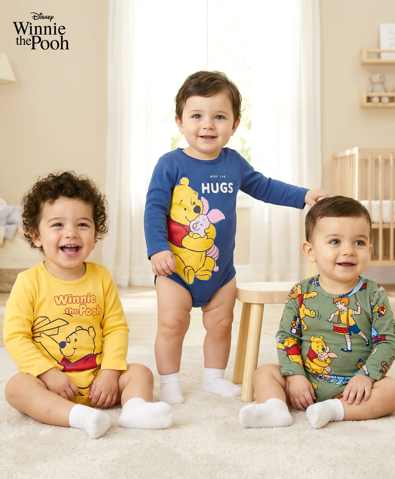 Babyhug Disney Interlock Knit Full Sleeves Onesies with Winnie The Pooh Graphic Pack of 3 - Multicolor-picture-22