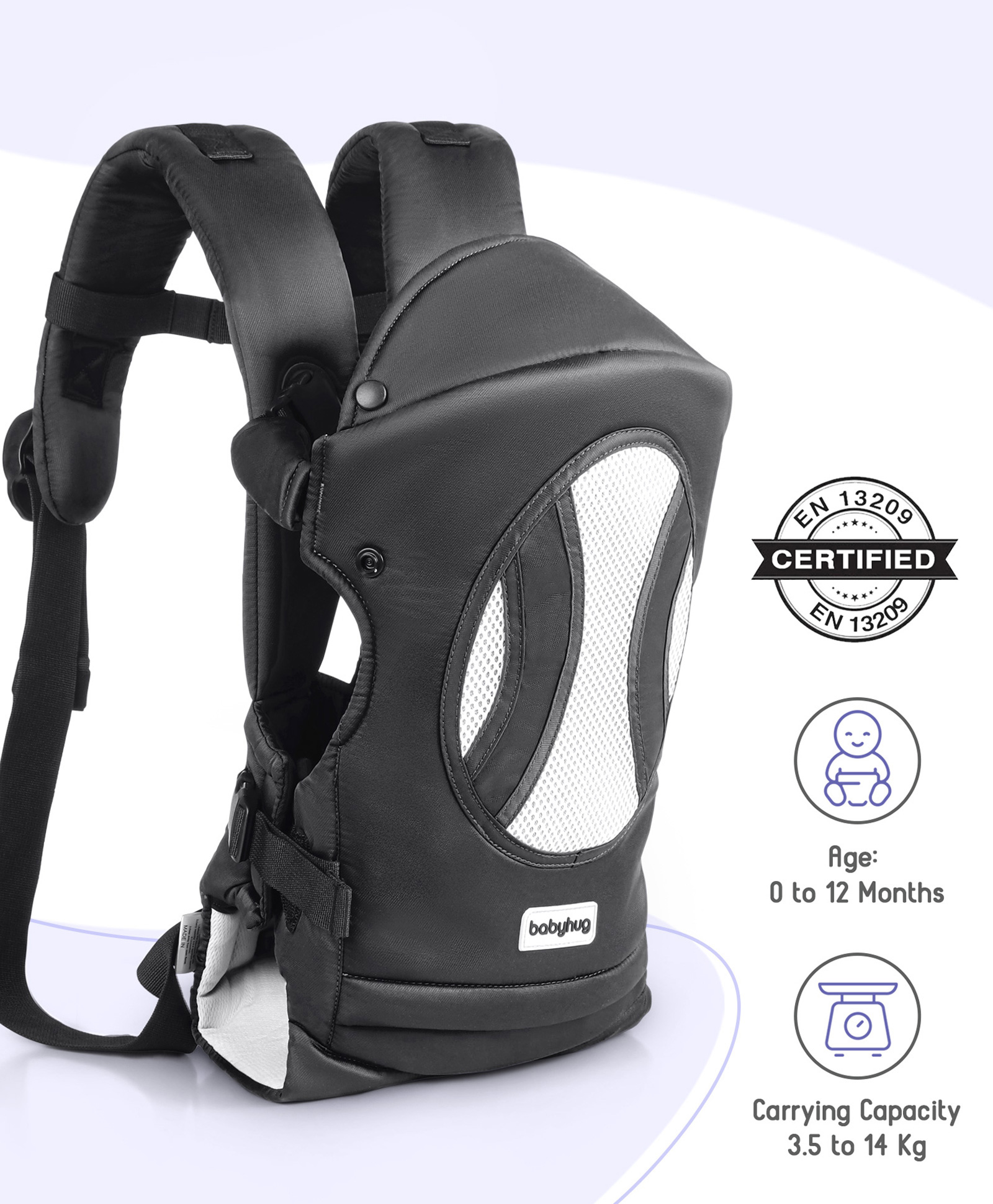 Babyhug Fortune 4 in 1 Baby Carrier - Black