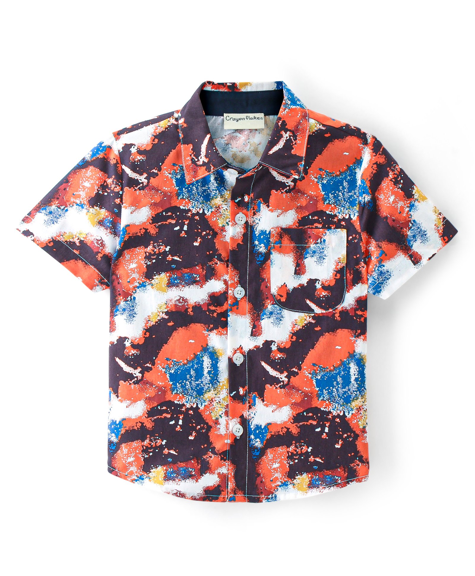 CrayonFlakes Cotton Half Sleeves Tie Dye Shirt - Orange-picture-23