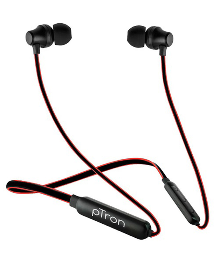 pTron Tangent Lite Bluetooth 5.0 Wireless in Ear Earphones with Fast Charge - Black+Red-picture-32