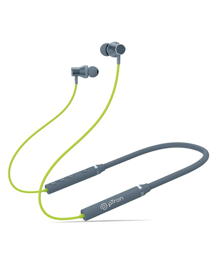 pTron Tangentbeat In-Ear Bluetooth 5.0 Wireless Neckband with Mic - Green-image-3