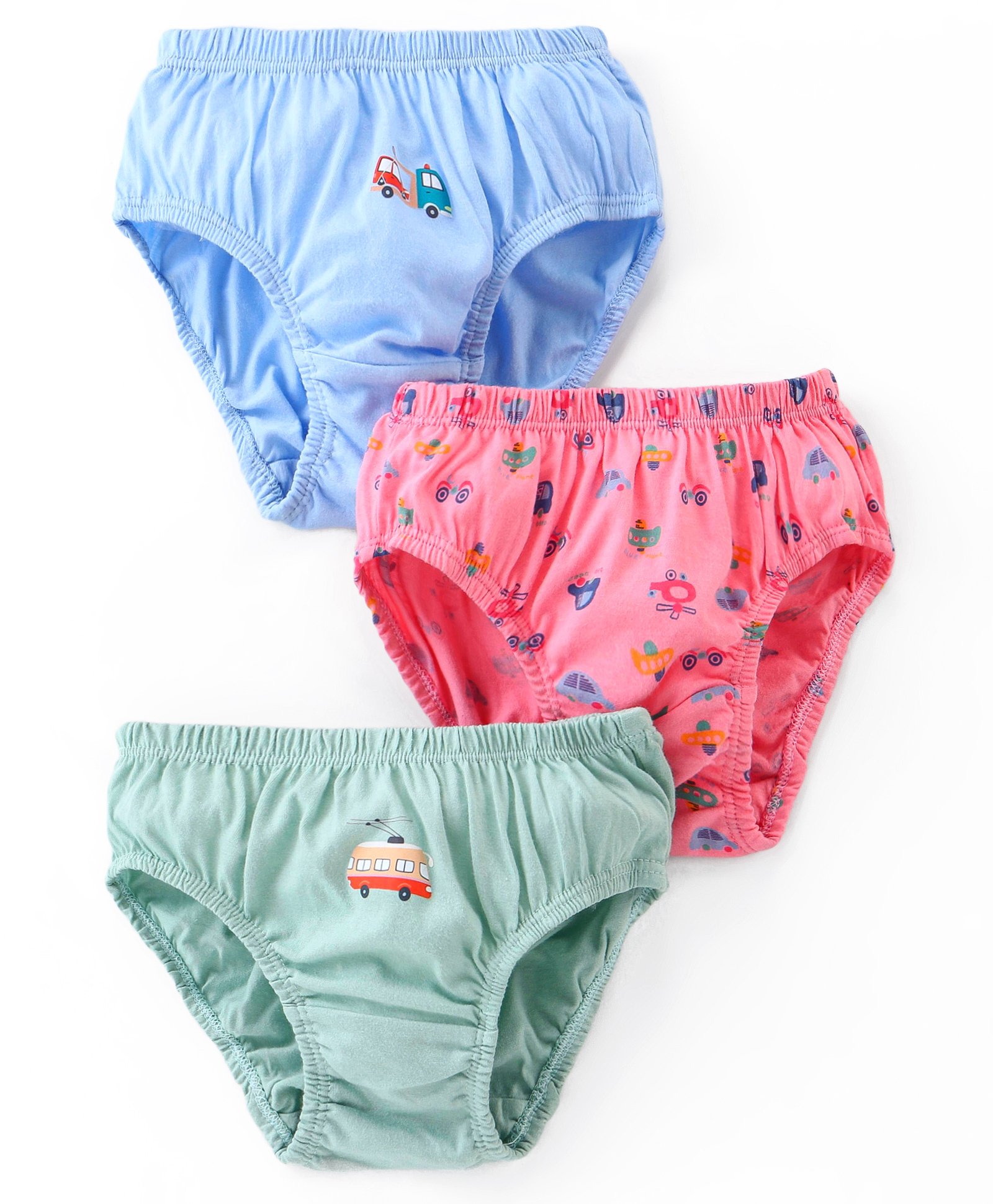 Tango Single Jersey Knit Briefs with Cheetah & Lion Print Pack of 3 - Green Pink & Blue-image-41