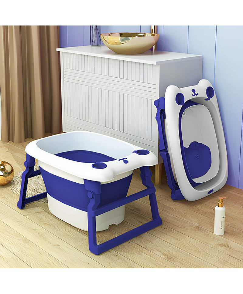 StarAndDaisy Vertical Collapsible Tub with Bath Stool, Cushion, Jumbo Size (Royal Blue)-picture-14