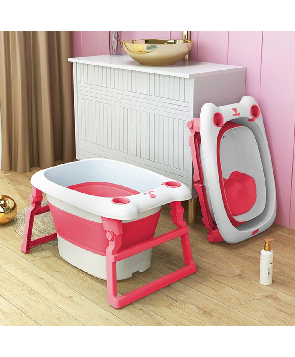 StarAndDaisy Vertical Collapsible Tub with Bath Stool, Cushion, Jumbo Size (Rose Pink)-picture-28