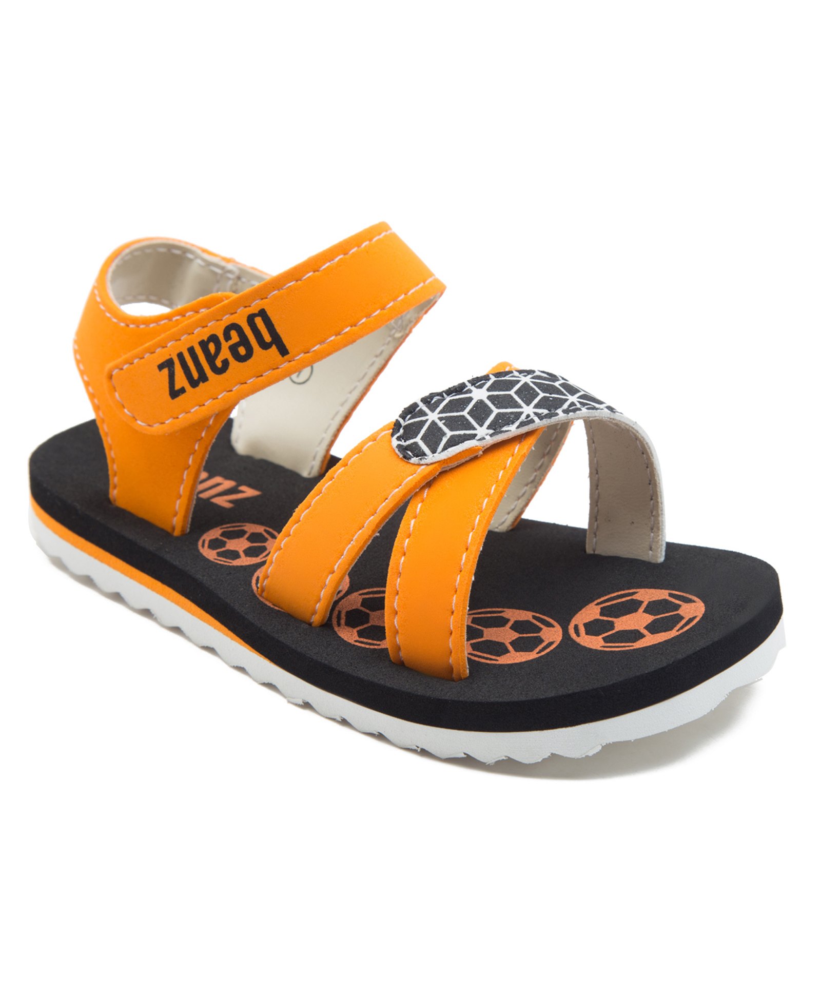 Beanz Abstract  Designed Velcro Closure Sandals -  Black & Orange-picture-14