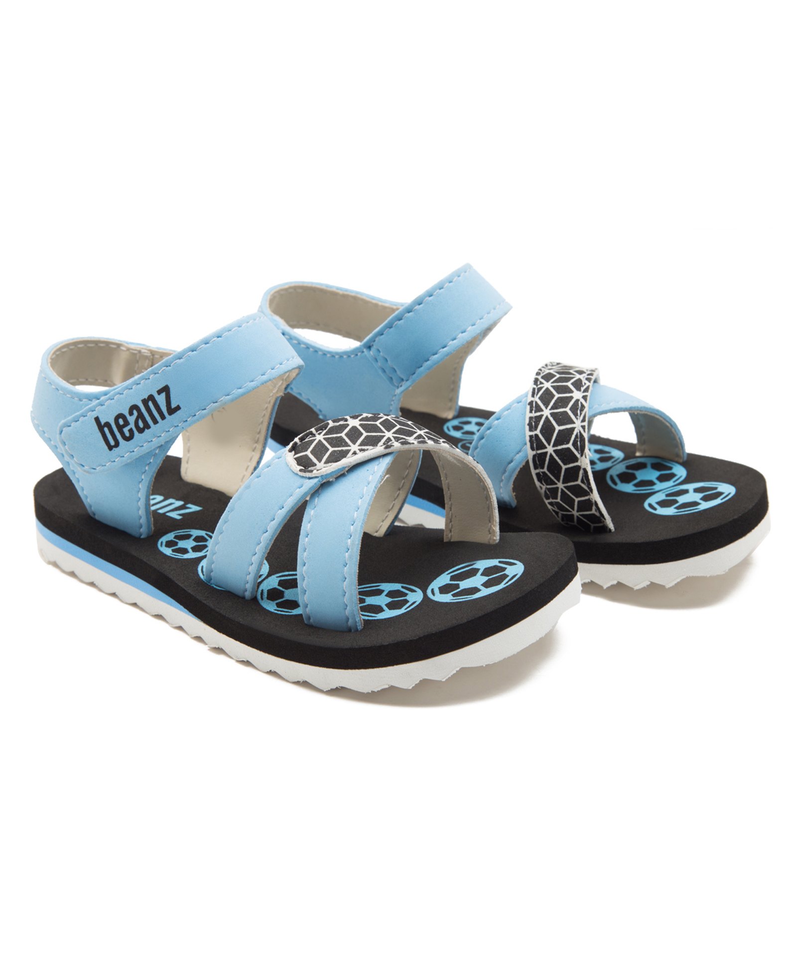 Beanz Abstract  Designed Velcro Closure Sandals -  Light Blue & Black-image-17