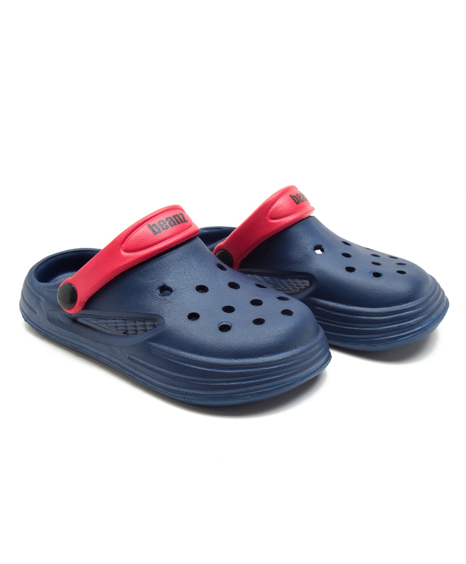 Beanz Perforated Clogs - Navy & Red-picture-27