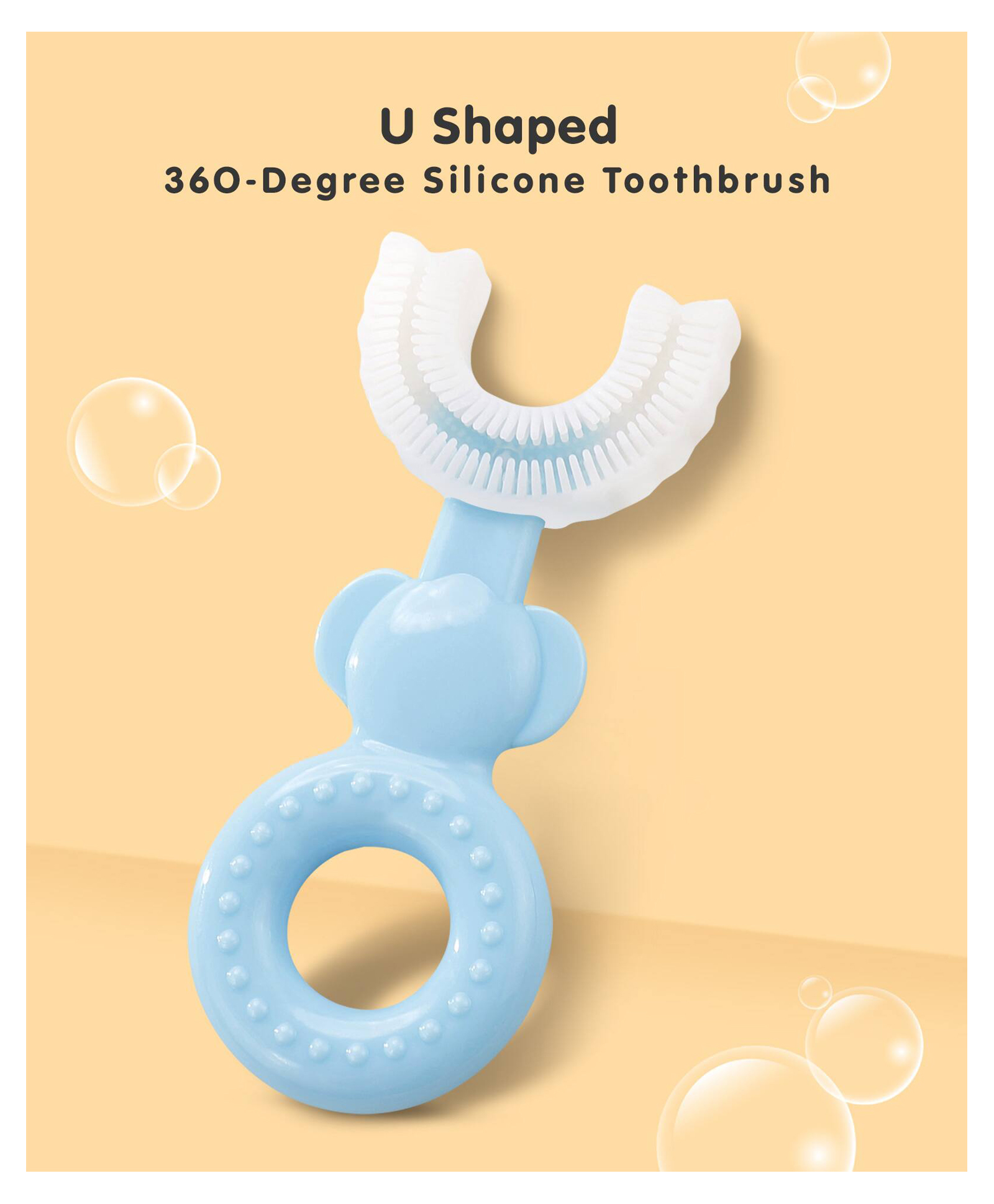 Joy Buzz Soft Baby U Shaped Toothbrush for Kids, BPA Free Baby Training Toothbrush Set with Soft Bristles & Easy Grip, Baby Kids Toothbrush, Infant Baby Brush Toothbrush Set (Blue)-picture-25