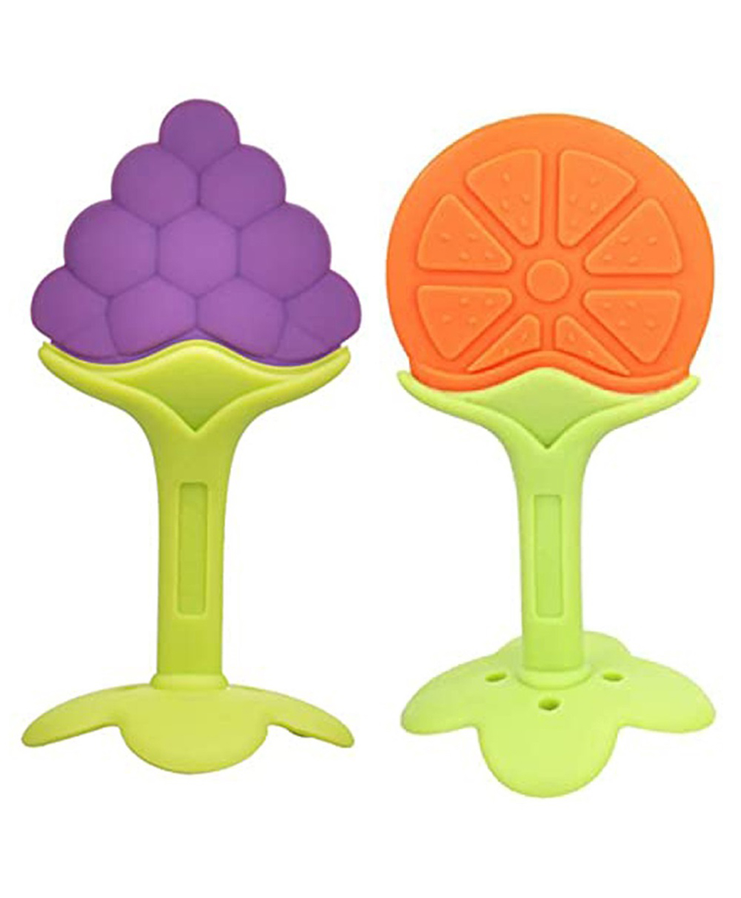 Joy Buzz 100% Silicone Fruit Shape Teether Pack Of 2 - Blue & Yellow-picture-0