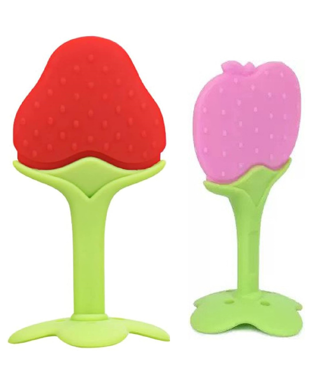 Joy Buzz 100% Silicone Fruit Shape Teether Pack Of 2 - Red & Pink-picture-6