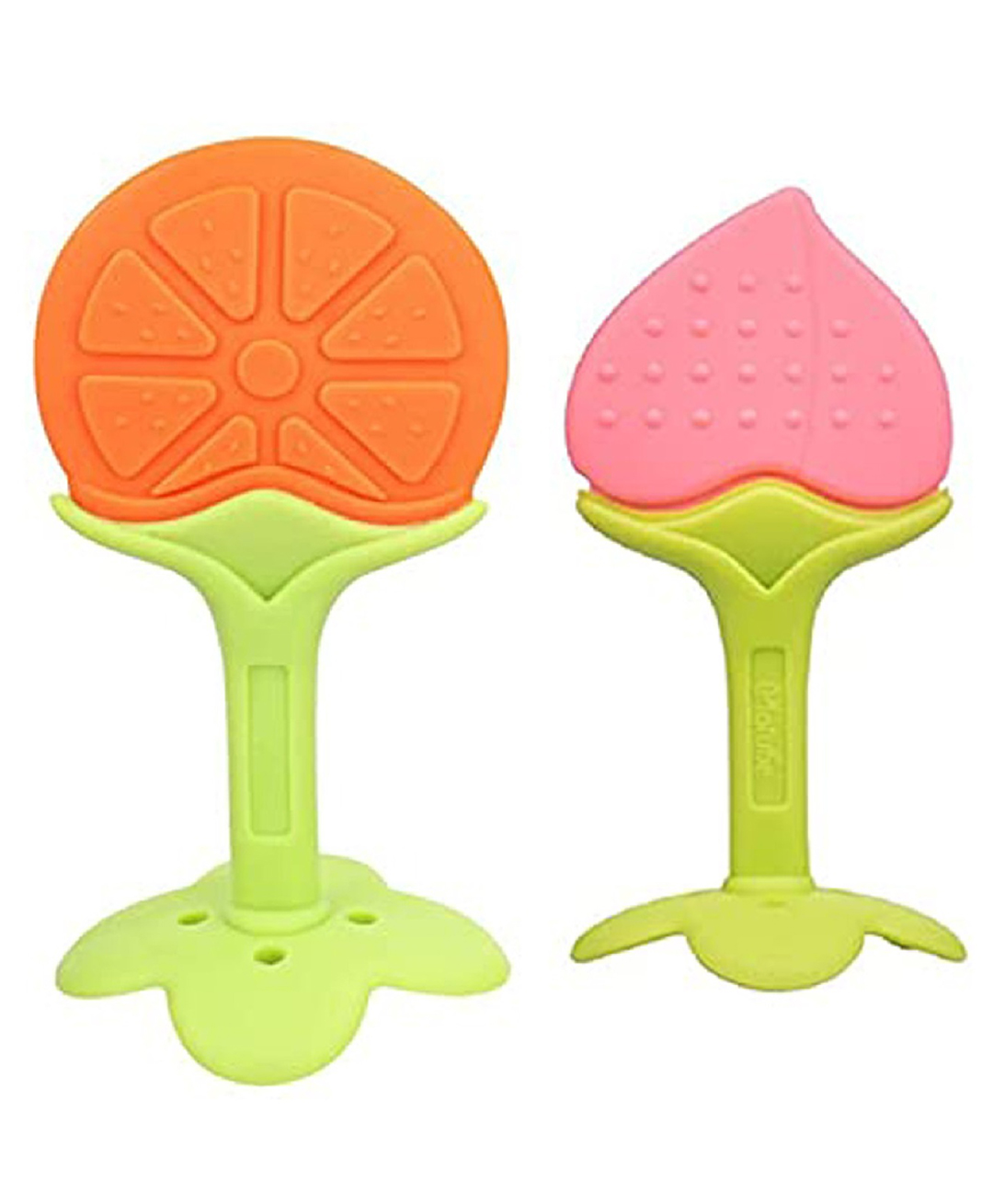 Joy Buzz 100% Silicone Fruit Shape Teether Pack Of 2 - Orange & Peach-picture-11