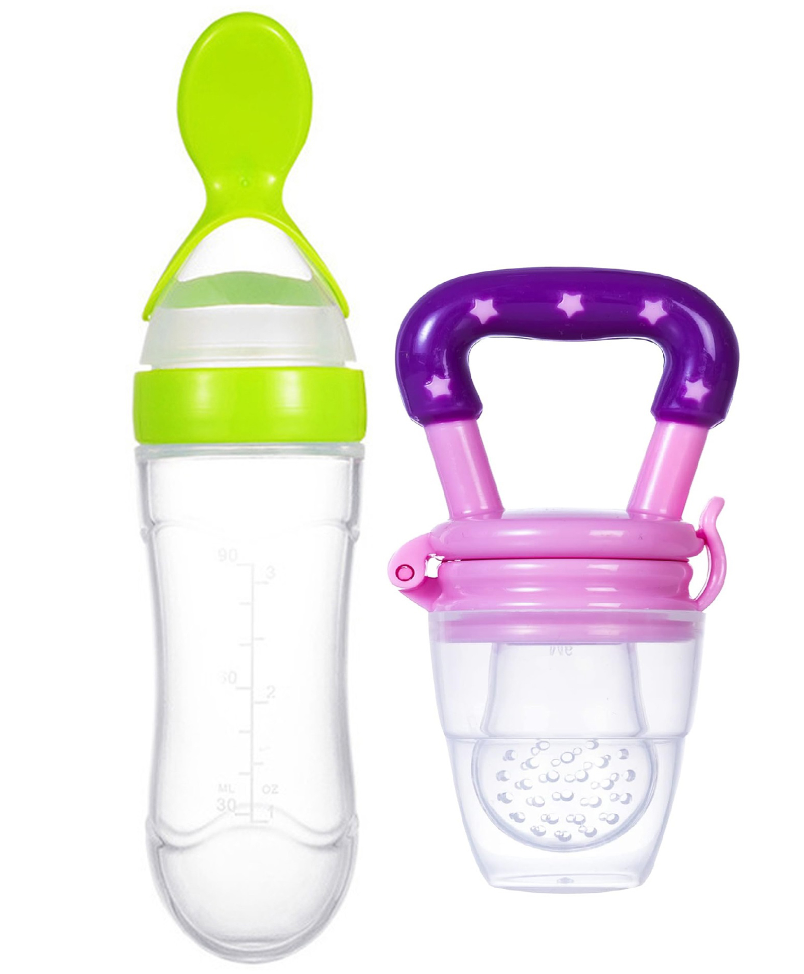 Joy Buzz Baby Squeezy Silicone Spoon Food Feeder and Fruit Feeder Pacifier Combo Of 2 - Green & Purple-picture-26
