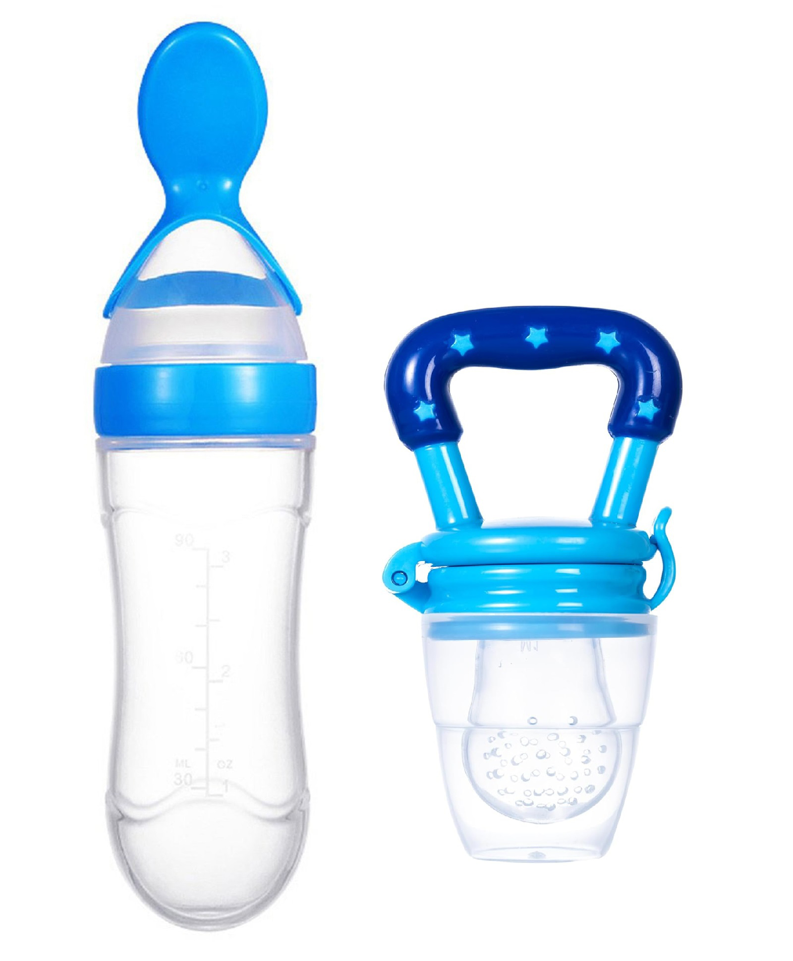 Joy Buzz Baby Squeezy Silicone Spoon Food Feeder and Fruit Feeder Pacifier Combo Of 2 - Blue-image-31