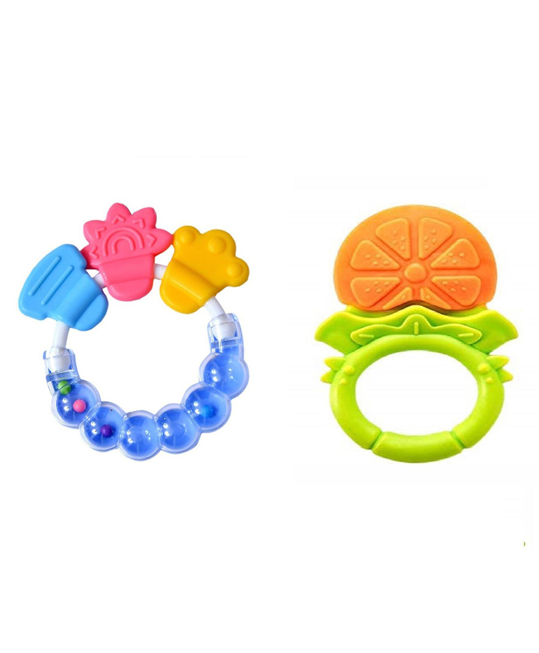 Joy Buzz Baby Silicone Rattle & Fruit Teether Pack Of 2 - Blue & Yellow-picture-43