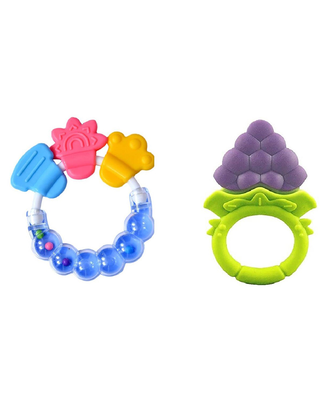 Joy Buzz Baby Silicone Rattle & Fruit Teether Pack Of 2 - Blue-picture-34