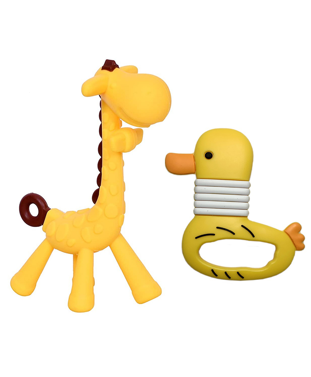 Joy Buzz Baby Silicone Giraffe & Duck Shape Teether Pack Of 2 - Yellow-picture-28