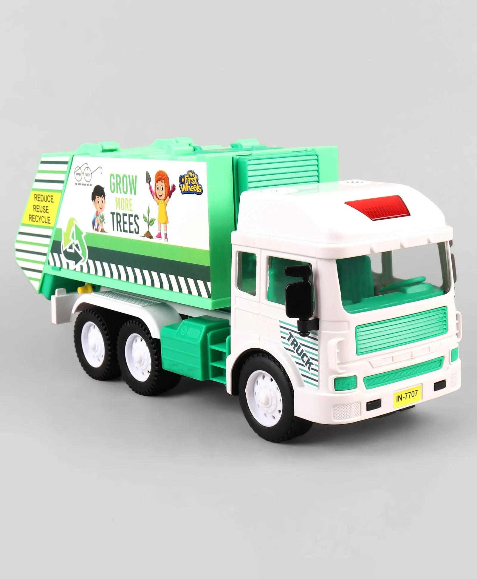 PLUSPOINT Big Garbage Truck for Kids Friction Powered City Service Waste Management Truck Recycling Garbage Truck Toys for Kids - White-picture-12