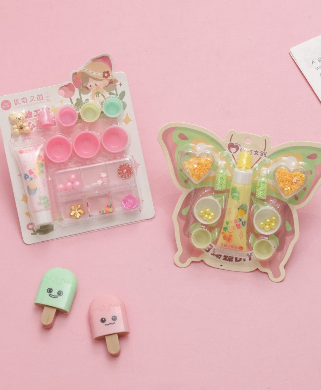 Yellow Bee Resin Craft Set with Mixed Beads and Glitter Sequins, 2 Sets, Pink & Green-image-17