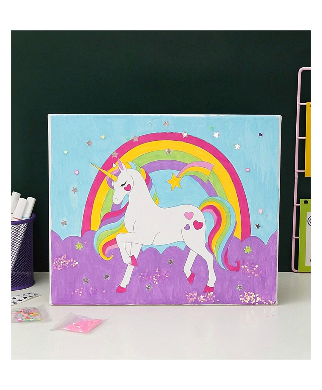 Yellow Bee Unicorn Magical Dreamscapes Colour & Decorate DIY Canvas Kit-image-41