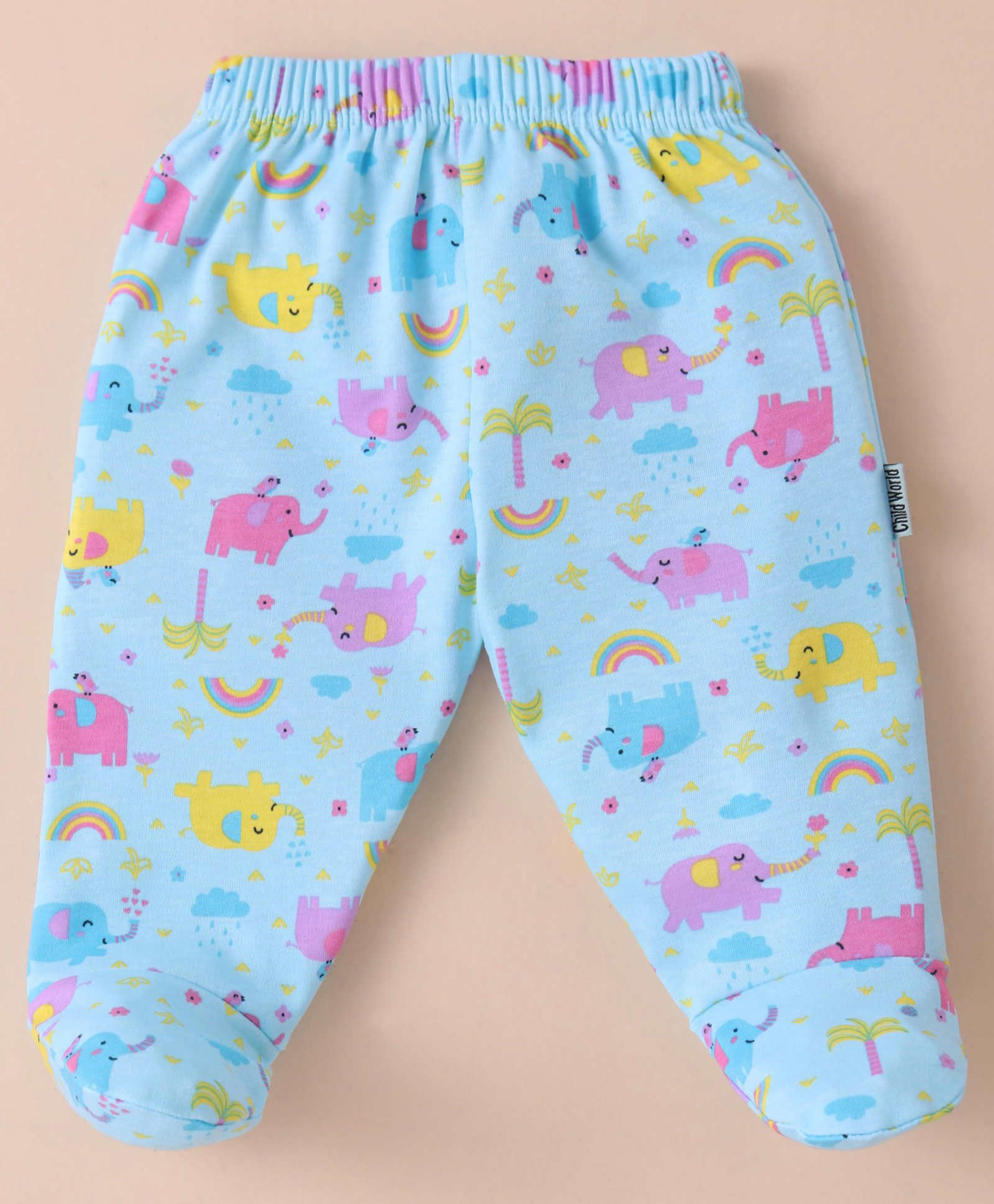 Child World Interlock Knit Bootie Legging with Elephant Print - Sky Blue-picture-30