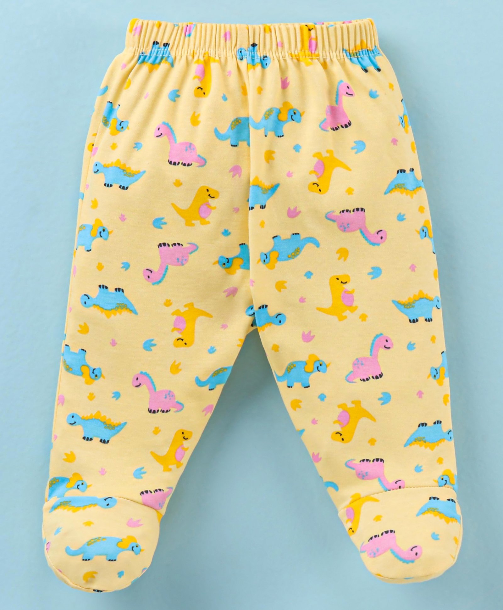 Child World Interlock Knit Footed Bootie Leggings With Dinosaurs Print - Gold-image-11
