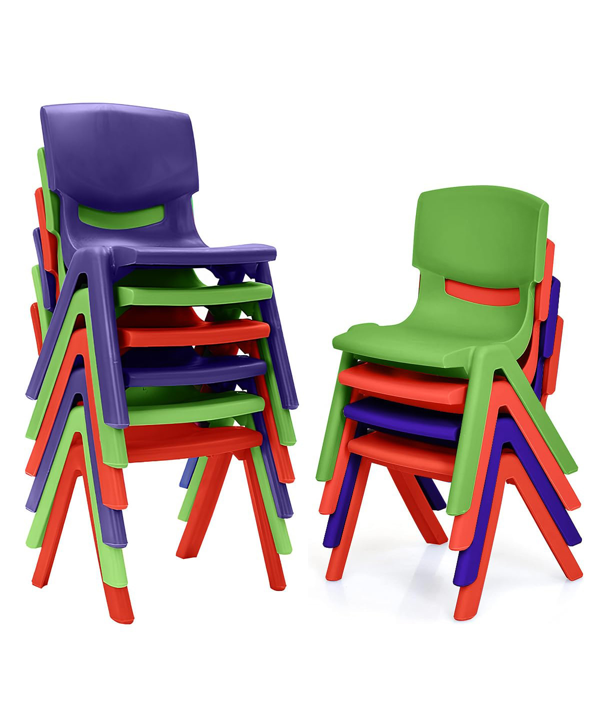 Hop N Play 10 Pcs Stackable Chairs for kids for Classroom, Home, Daycare & Playroom Furniture - Multicolour