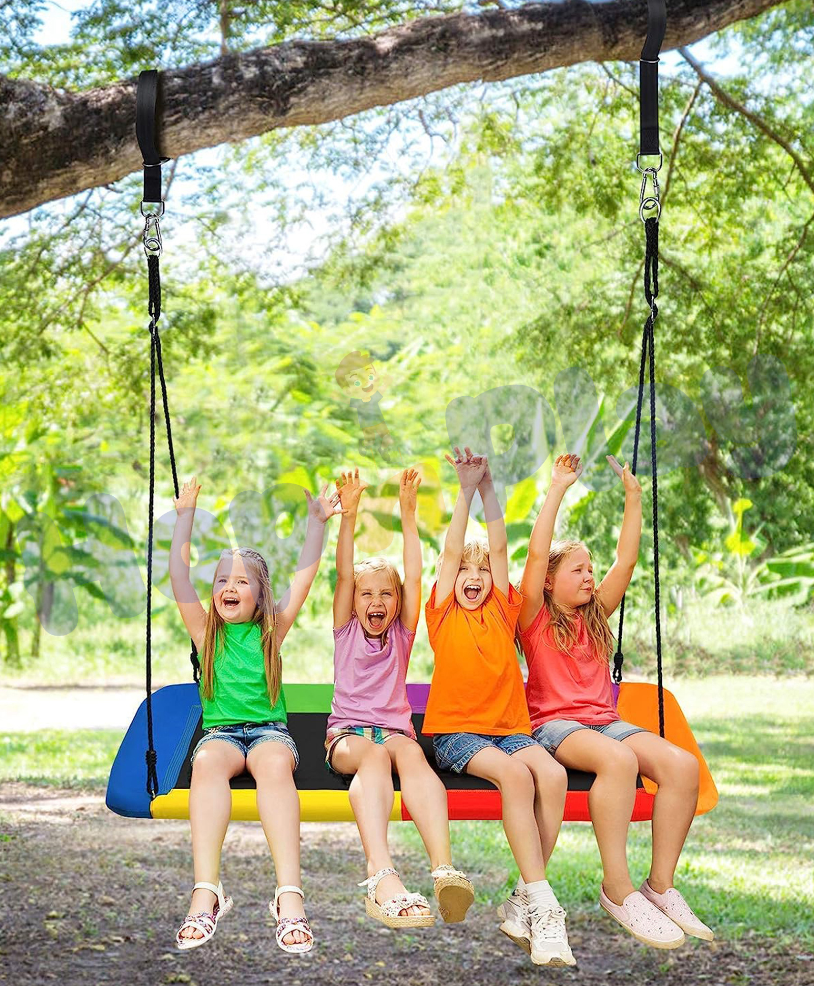 Hop N Play Backyard Durable and Fun Outdoor Colourful Tree Swing Hammock for Kids with Handles-image-44