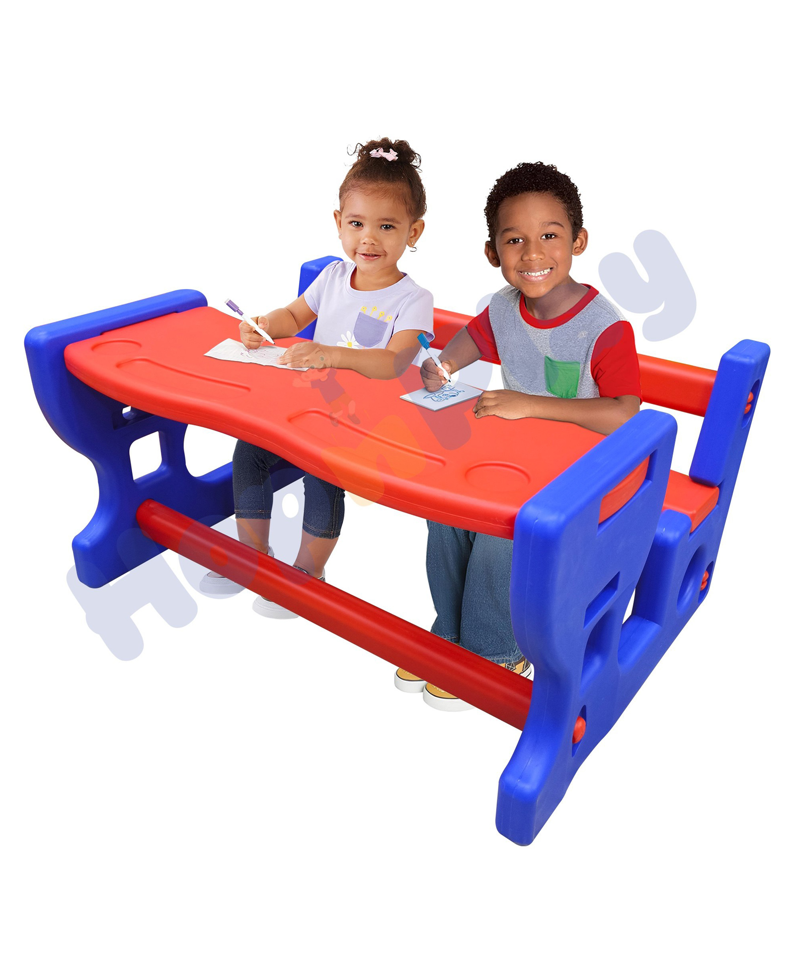 Hop N Play Scholar Bench Study Table Chair Double Seat, Picnic Table for Kids,-picture-16