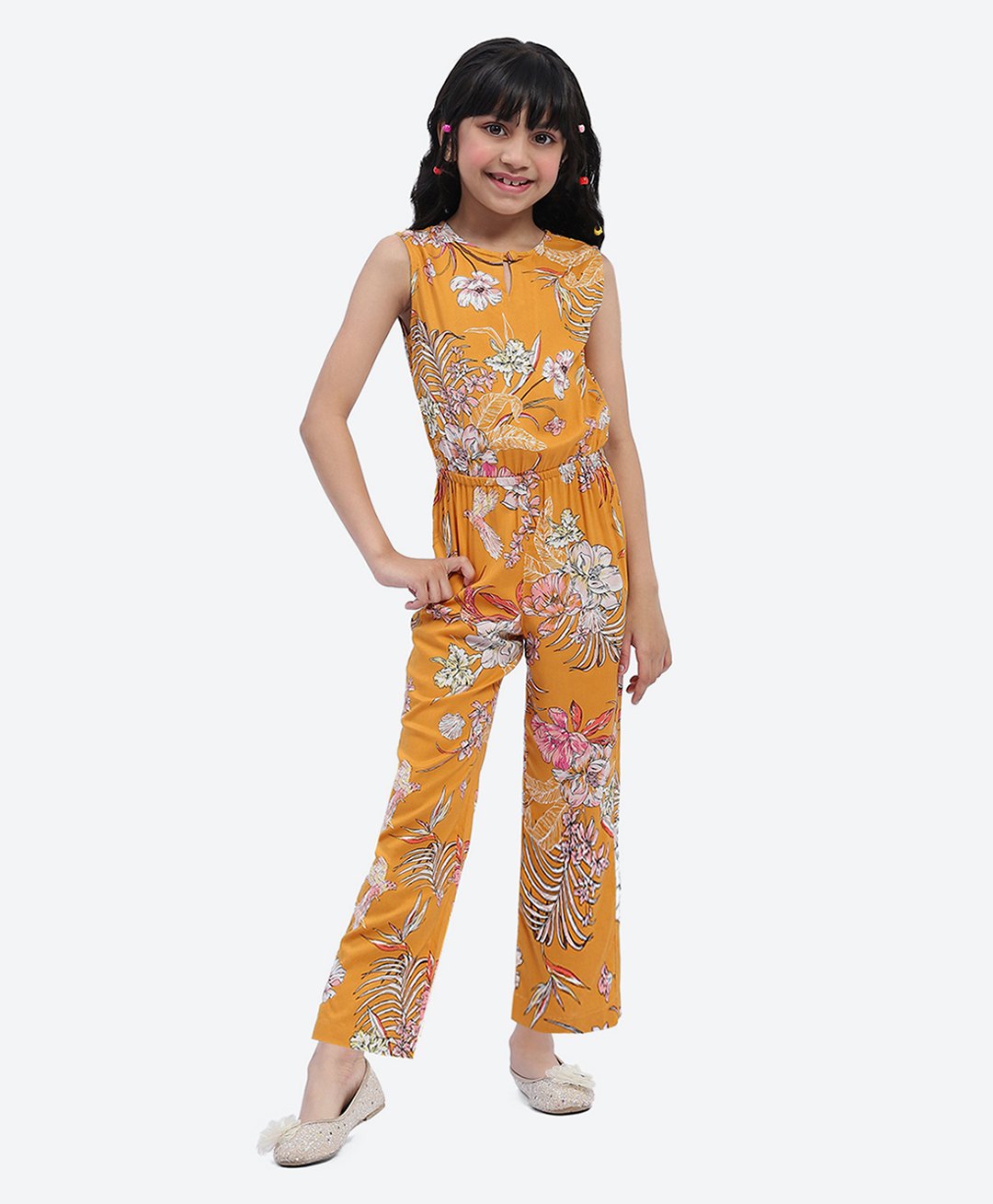 Shilpshakti Cotton Sleeveless Floral Printed Jumpsuit - Yellow-picture-11