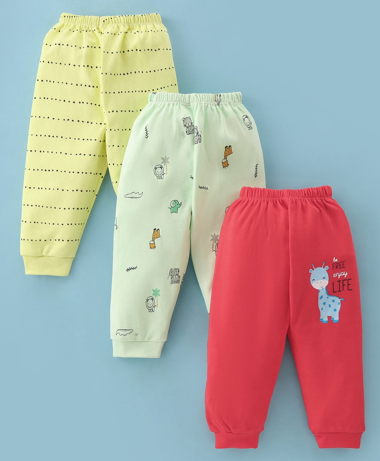 Mini Donuts 100% Cotton Interlock Knit Full Length Lounge Pants Animal Print Pack of 3 - Multicolour-picture-21
