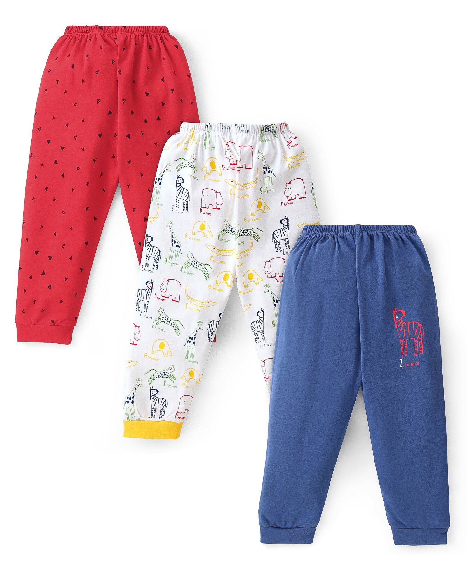 Mini Donuts 100% Cotton Interlock Knit Full Length Lounge Pants with Animal Print Pack of 3 - Multicolour-picture-26