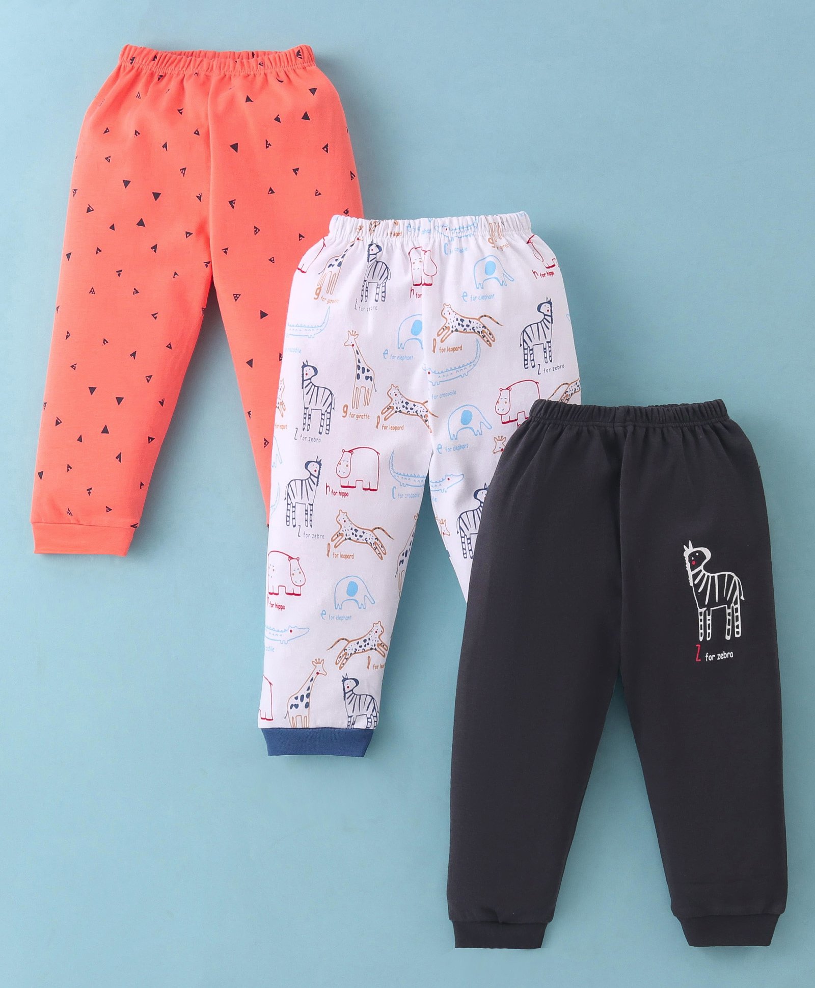 Mini Donuts 100% Cotton Interlock Knit Full Length Lounge Pants Animal Print Pack of 3 - Multicolour-picture-13