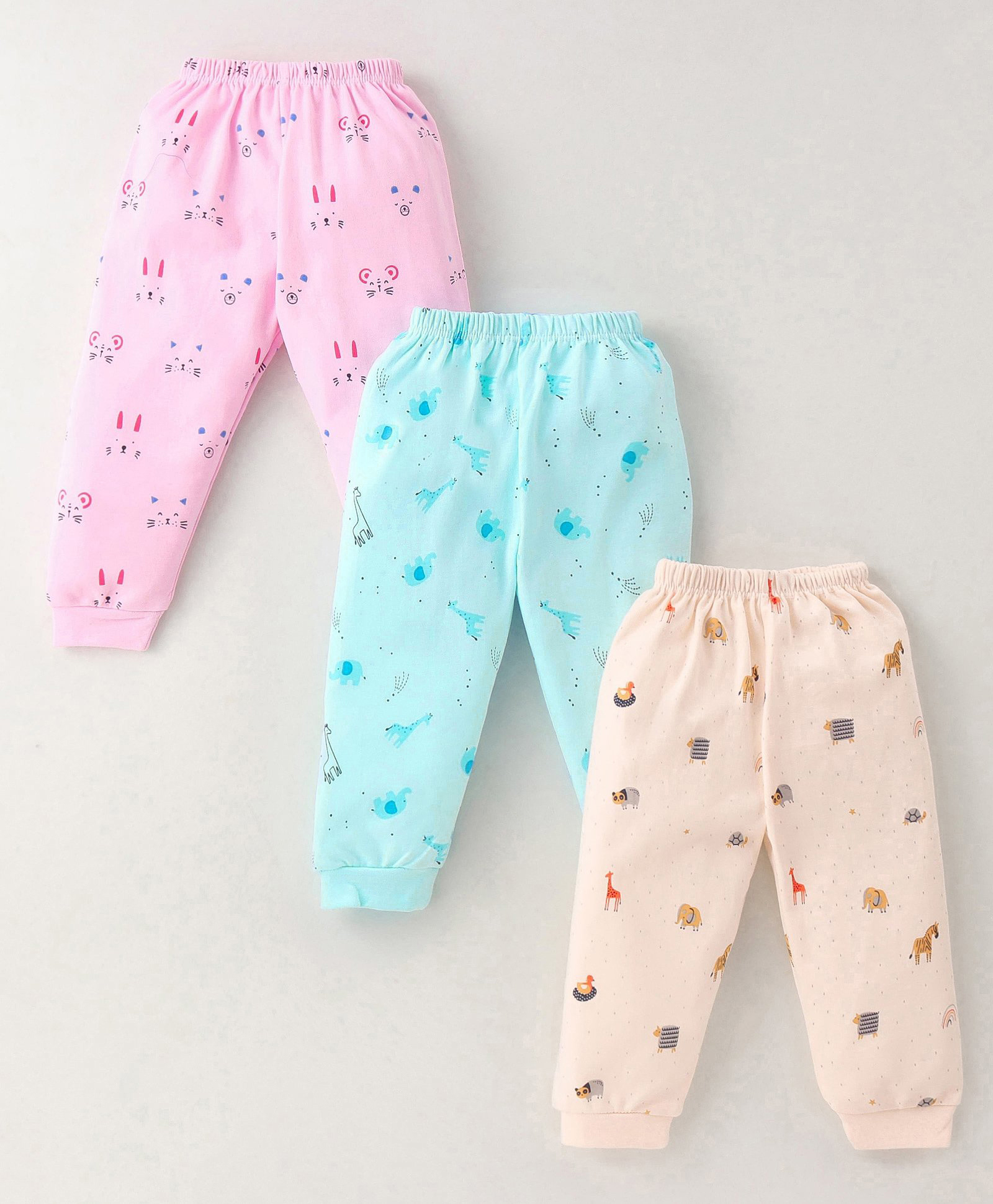Mini Donuts 100% Cotton Interlock Knit Full Length Lounge Pants Animal Print Pack of 3 - Multicolour-picture-18
