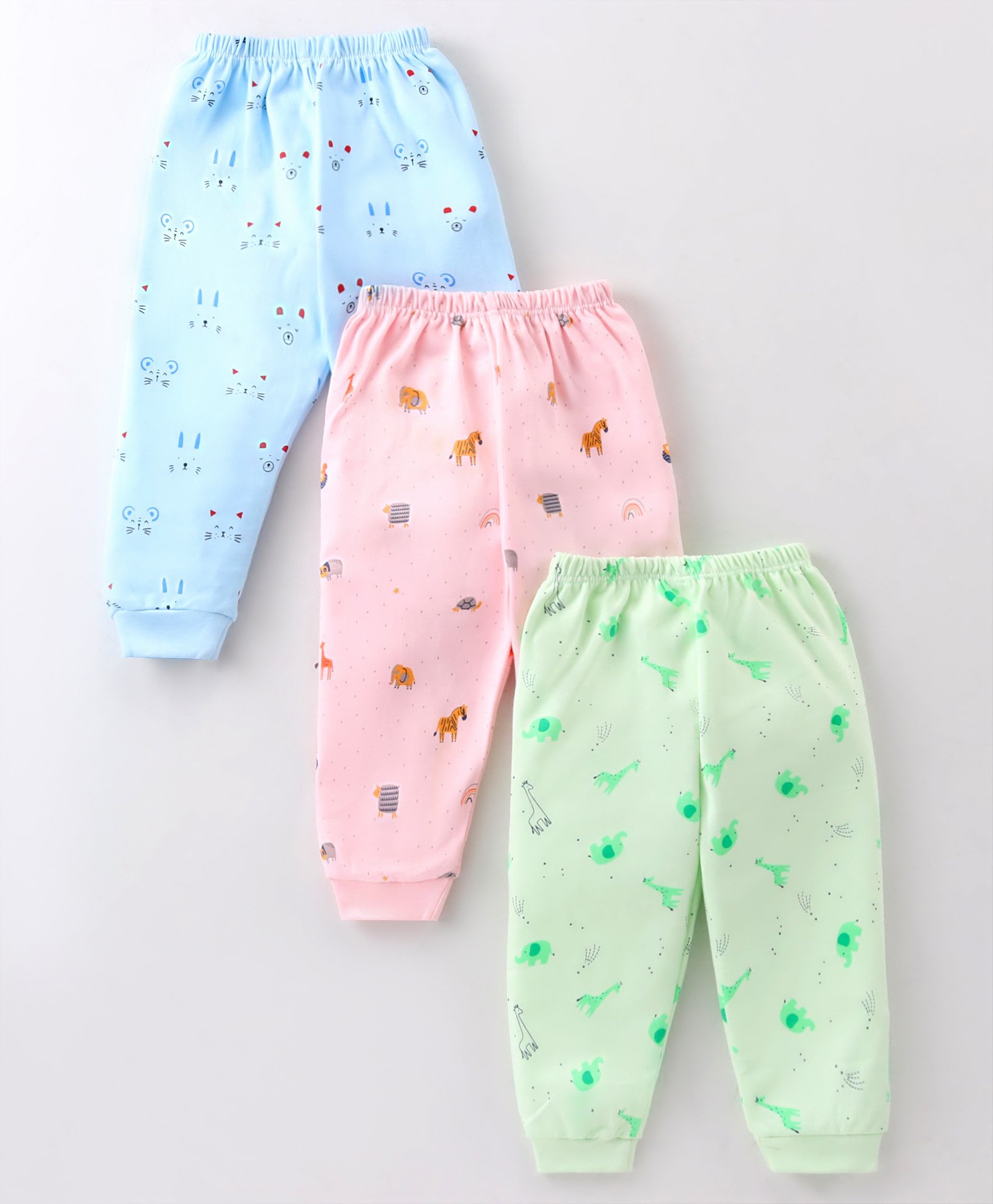 Mini Donuts 100% Cotton Interlock Knit Full Length Lounge Pants Animal Print Pack of 3 - Multicolour-picture-14