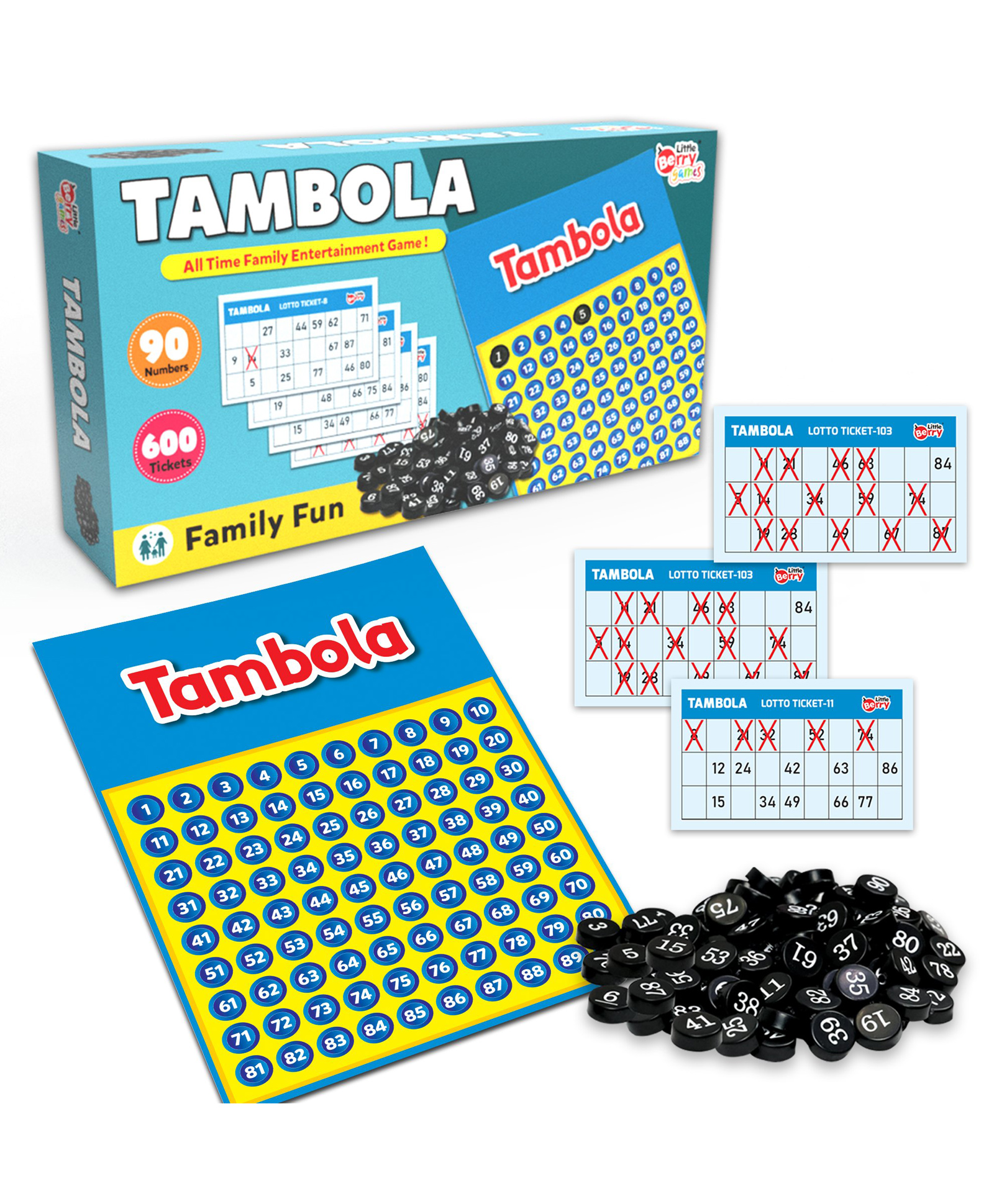 Little Berry Tambola Game Set - 600 Housie Tickets Board Game for Kids - Family Game-image-42