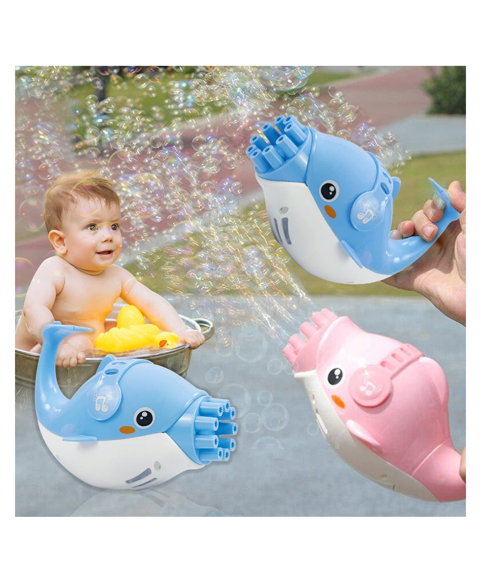 Sanjary B/o Dolphin Bubble Gun With 160 ml Liquid toy for kids -Color & Design May Vary-image-1