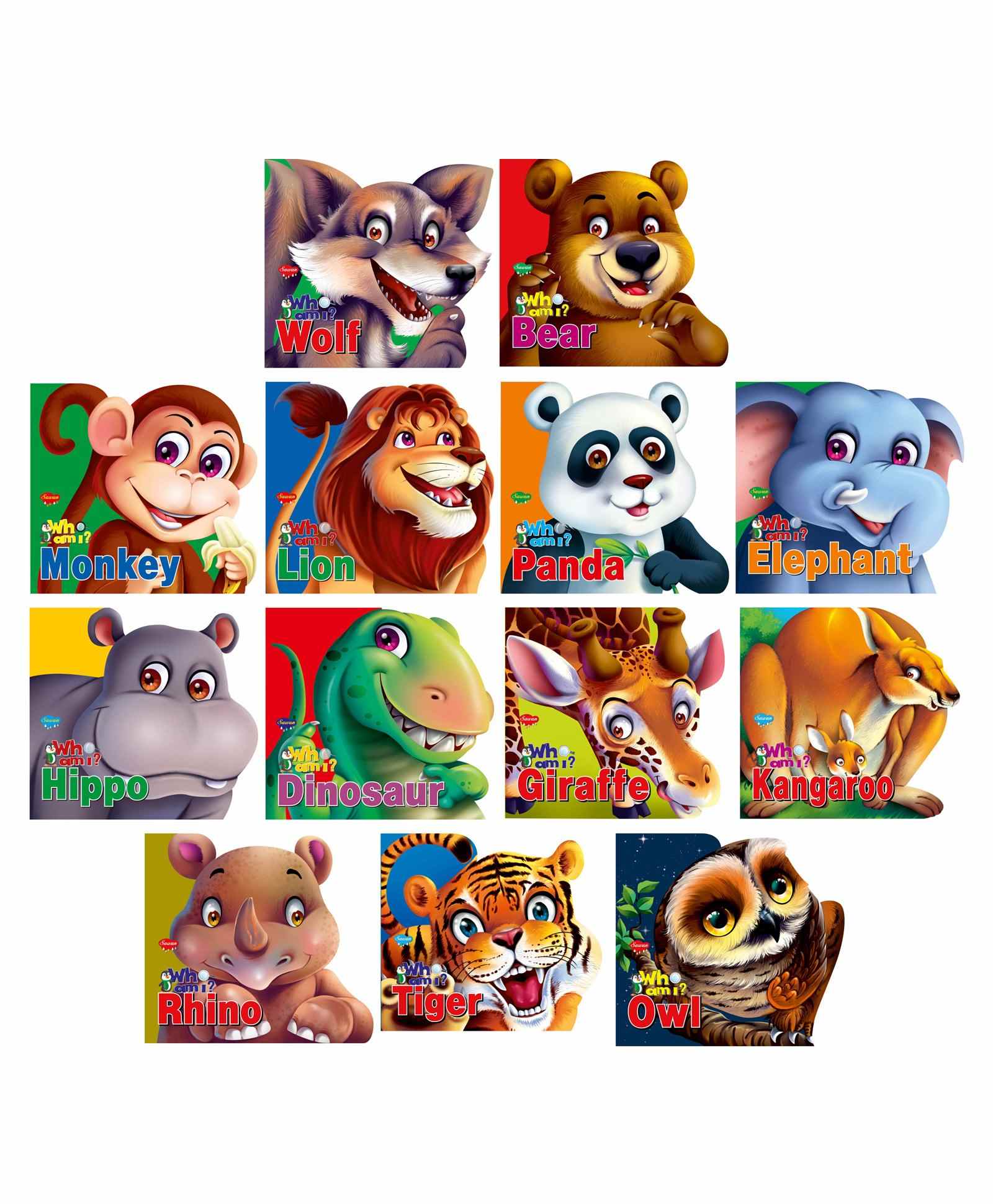 Sawan Who Am I Die Cut Shape Board Wild Animal Books Pack of 13 - English-image-40