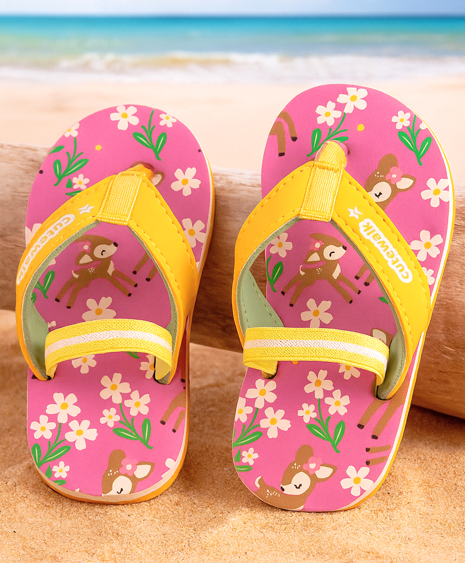 Cute Walk by Babyhug Floral Printed Flip Flops with Back Strap - Dark Pink-image-20