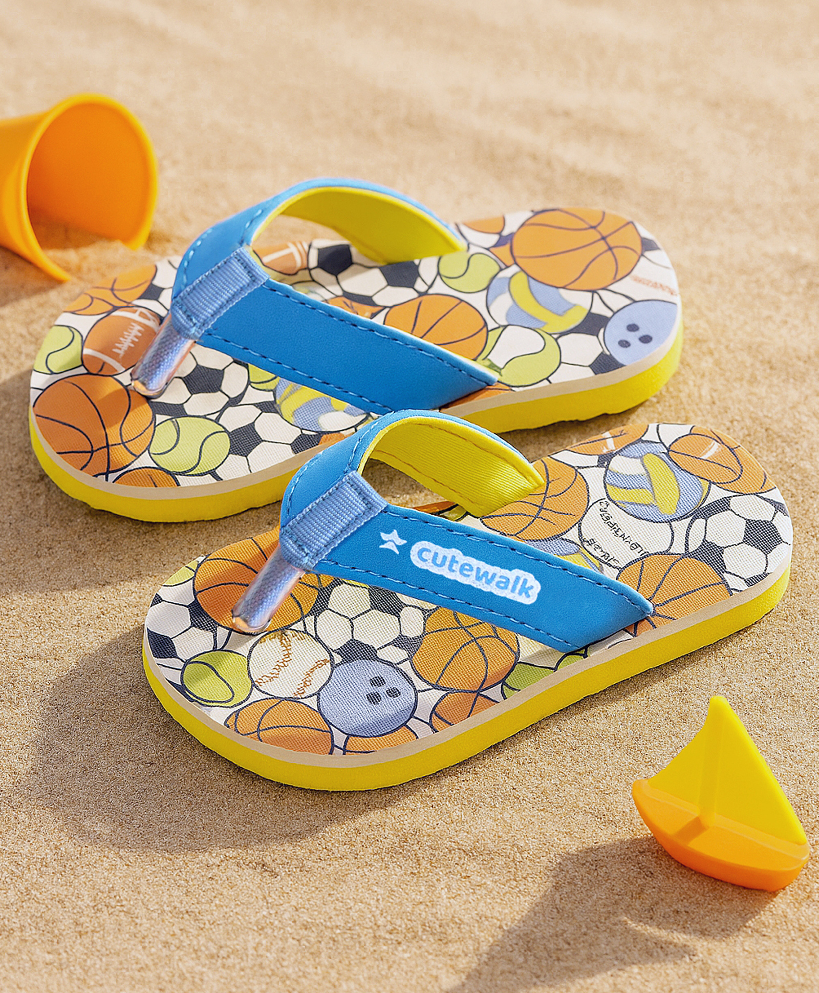 Cute Walk by Babyhug Slip OnFlip Flop with Sports Theme Print - Blue-image-21